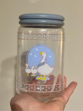 Vintage cottage core mother goose glass 6” canister